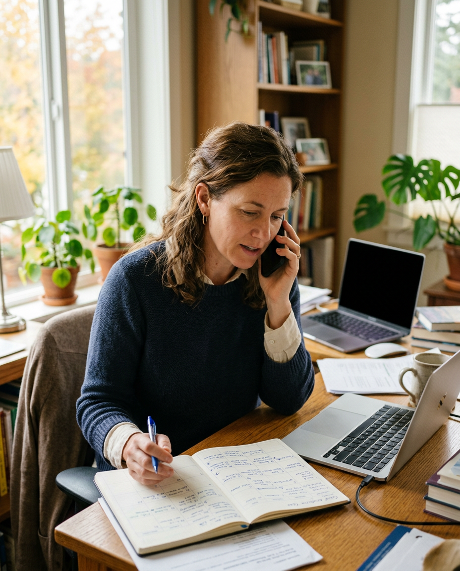 Care coordinator scheduling an appointment on the phone